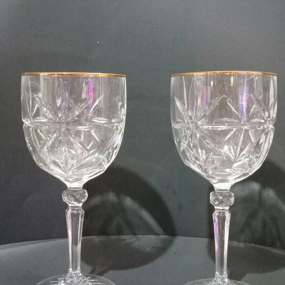 Avon made in France Crystal goblets gold rim 24% lead drinking glass - Picture 2 of 6